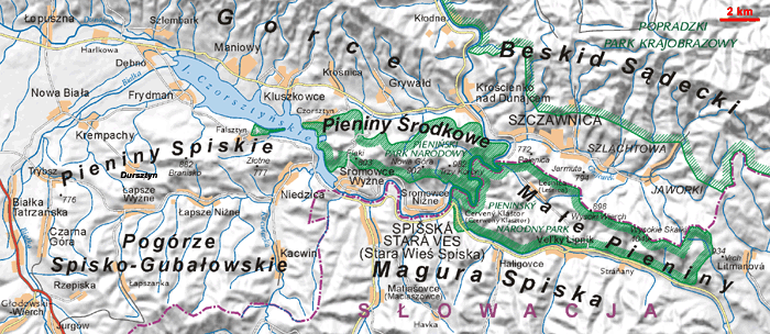 Pieniny mapa